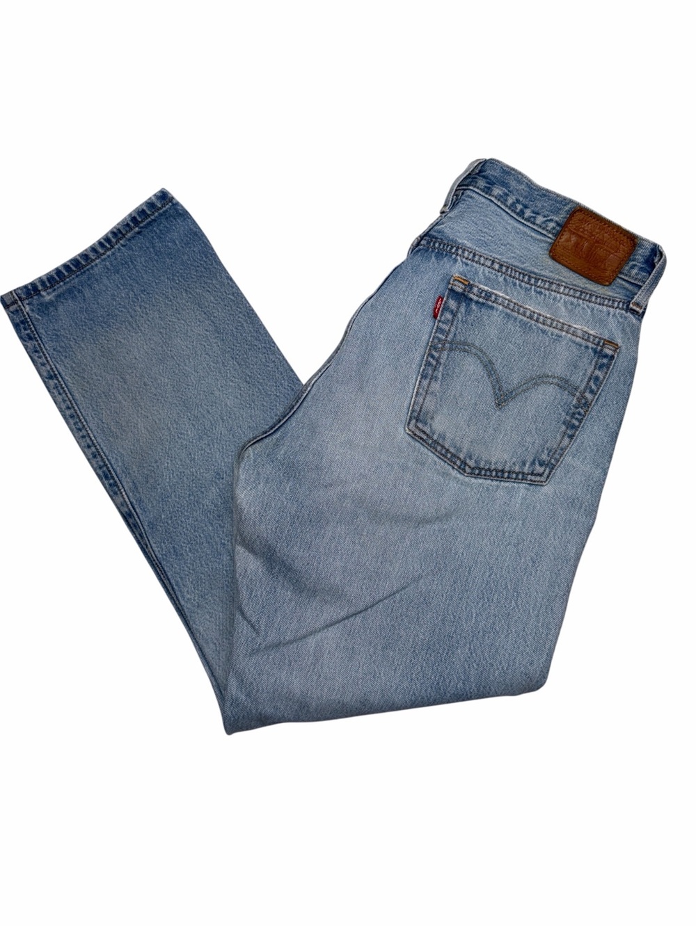 LEVIS 501 Jeans Men’s W30x28 Straight Fit Blue Light Wash Distressed Denim